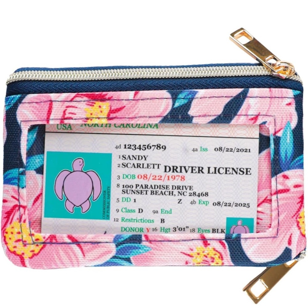 NWT Simply Southern Printed Pink Bloom Zip Wallet / Coin purse